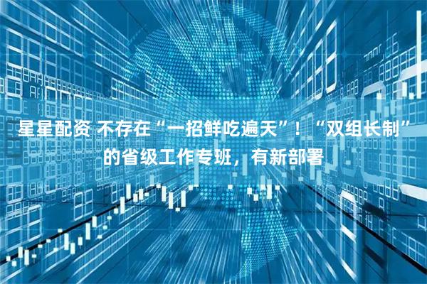 星星配资 不存在“一招鲜吃遍天”！“双组长制”的省级工作专班，有新部署