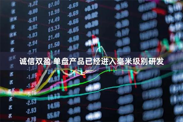 诚信双盈 单盘产品已经进入毫米级别研发