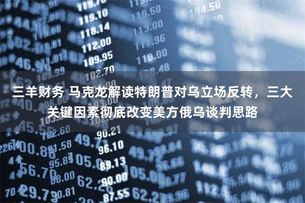 三羊财务 马克龙解读特朗普对乌立场反转,三大关键因素彻底改变美方俄乌谈判思路