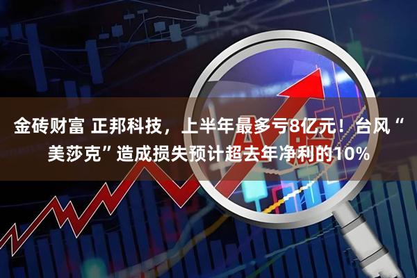 金砖财富 正邦科技，上半年最多亏8亿元！台风“美莎克”造成损失预计超去年净利的10%