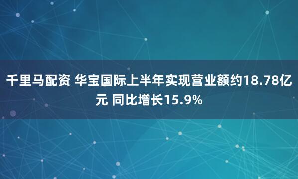 千里马配资 华宝国际上半年实现营业额约18.78亿元 同比增长15.9%